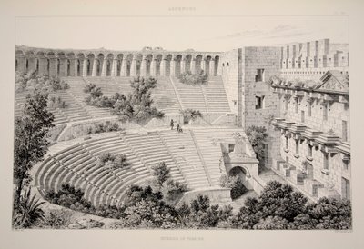 Aspendu - Interiør av teater, pub. 1863 litografi. av English School