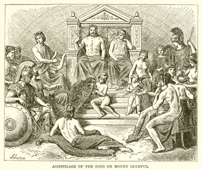 Forsamling av gudene på Mount Olympus av English School