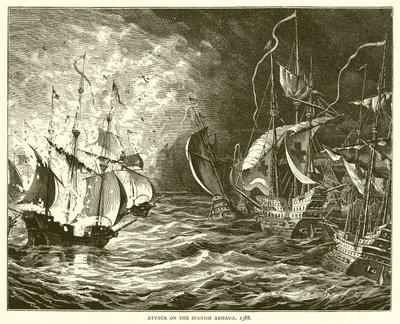 Angrep på den spanske armadaen, 1588 av English School