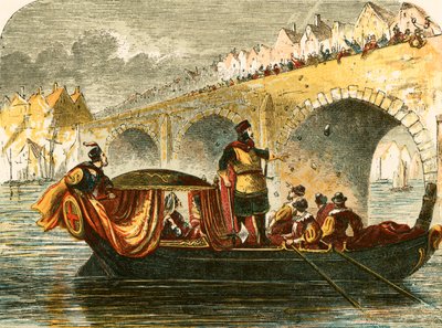 Forsøk å senke lekteren til Eleanor, dronning av Henry III, ved London bridge av English School