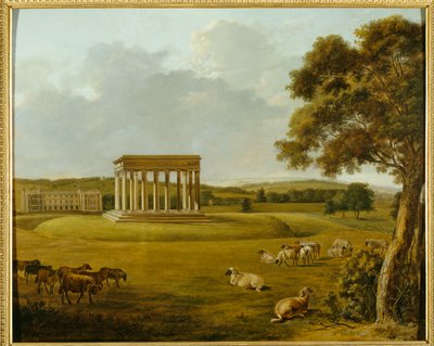 Audley End and the Temple of Concord (olje på lerret) av English School