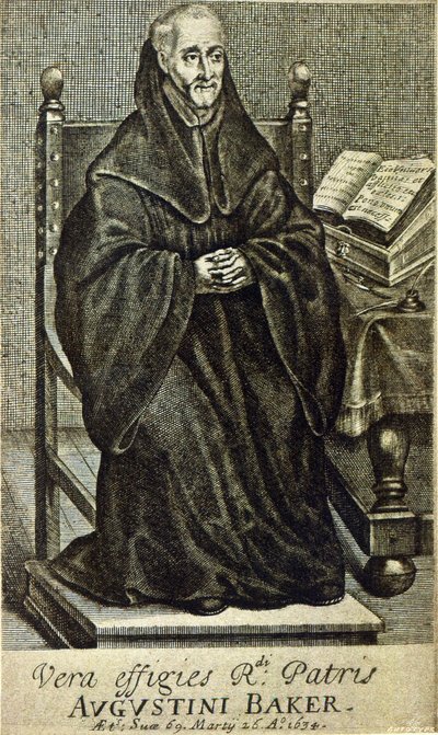 Augustini Baker, frontispice fra Holy Wisdom, trykt i 1634 av English School