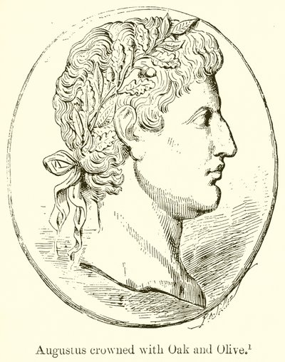 Augustus kronet med eik og oliven av English School
