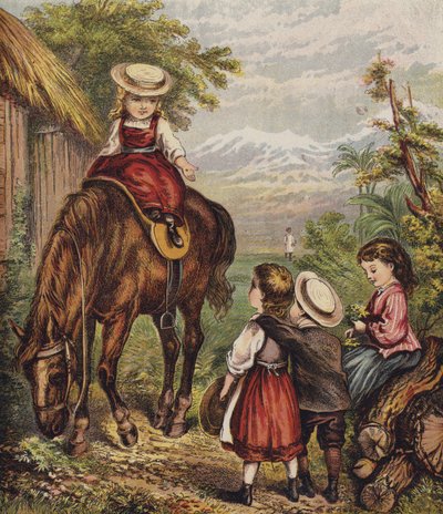 Australske barn (fargelitografi) av English School