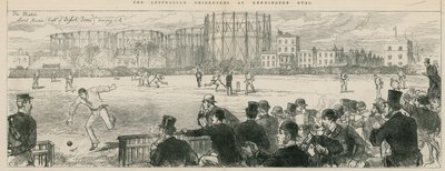 Australske cricketspillere på Kennington Oval: Lord Harris (kaptein for det engelske laget) redder 4 av English School