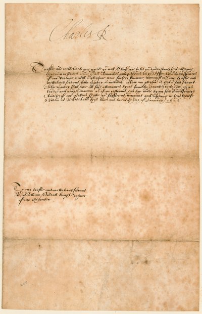 Autograf av kong Charles I av English School