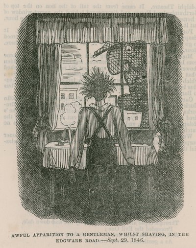 Forferdelig tilsynekomst for en gentleman mens han barberer seg på Edgware Road, London - 30. september 1846 av English School