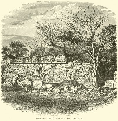 Aztec (eller Toltec) ruin i Mellom-Amerika av English School