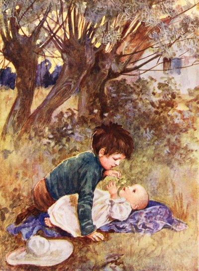 Lillesøster (fargelitografi) av English School