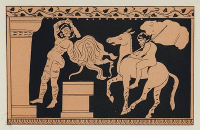Bacchus og Xanthias (fargelitografi) av English School