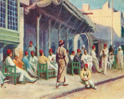 Bagdad, typisk kafé (fargelitografi) av English School