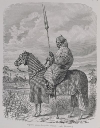 Baghirmi trooper i vattert rustning, fra 