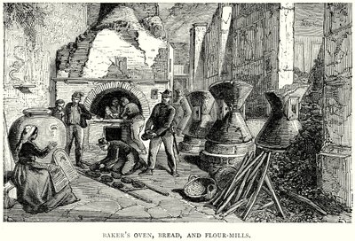 Bakerovn, brød og melmøller (gravering) av English School