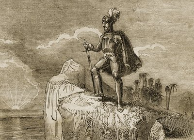 Balboas første syn på Stillehavet i 1513, illustrasjon fra 