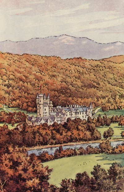 Balmoral Castle (farge litho) av English School