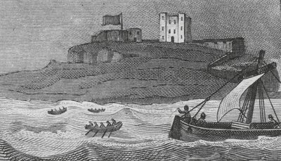 Bamborough Castle (gravering) av English School