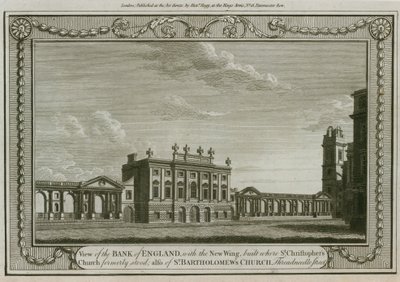 Bank of England, West Wing lagt til av Sir Robert Taylor, 1783 av English School