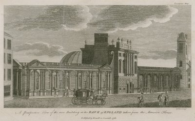 Bank of England, West Wing lagt til av Sir Robert Taylor, 1783 av English School