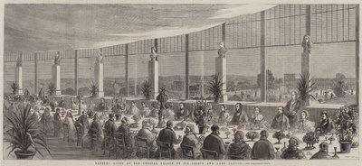 Bankett gitt på Crystal Palace av Sir Joseph og Lady Paxton (gravering) av English School
