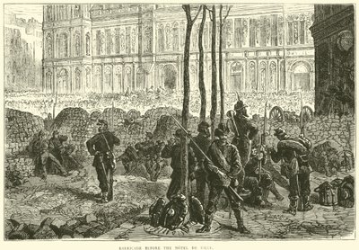 Barrikade foran Hotel de Ville, mars 1871 av English School