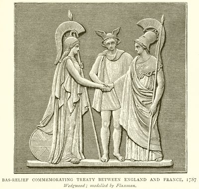Bas-Relief til minne om traktat mellom England og Frankrike, 1787 av English School