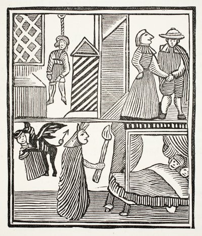 Batemans Tragedy, illustrasjon fra Chap-books of the Eighteenth Century av John Ashton, pub. 1882 av English School