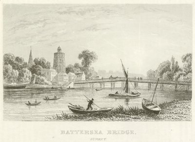 Battersea Bridge, Surrey (gravering) av English School