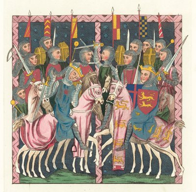 Battle Of Hastings (farget gravering) av English School