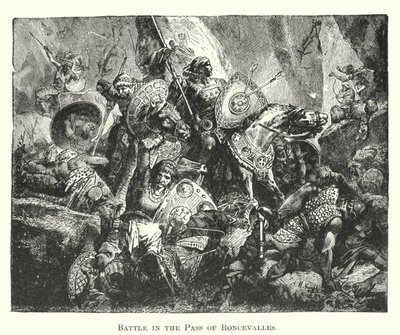 Slaget i Roncevalles-passet (gravering) av English School