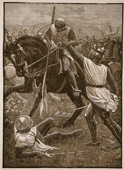 Slaget ved Evesham: Kong Henry i fare, illustrasjon fra Cassells Illustrated History of England (sepiafoto) av English School