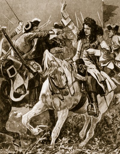 Slaget ved Malplaquet, 11. september 1709: Chevalier St. George såret under den spanske arvefølgekrigen; av English School