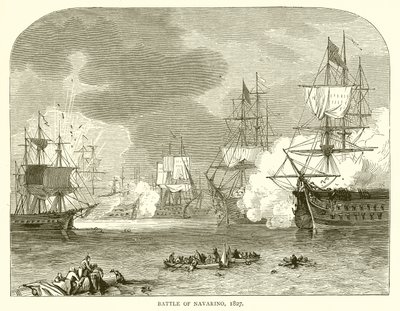 Slaget ved Navarino, 1827 av English School