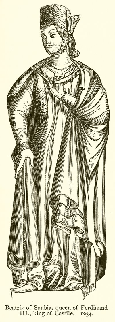 Beatrix av Suabia, dronning av Ferdinand III, konge av Castilla. 1234 av English School
