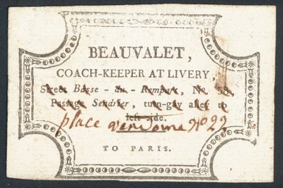 Beauvalet, trener ved livery, handelskort av English School