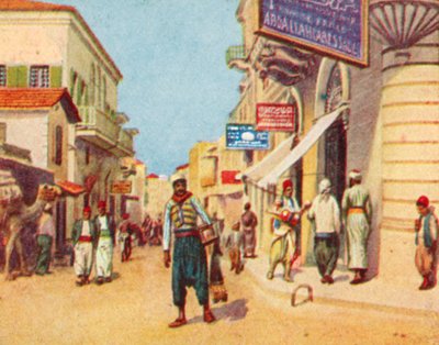 Beirut, forretningskvartalet (fargelitografi) av English School