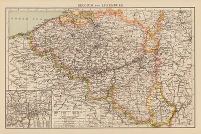 Belgia og Luxembourg (fargelitografi) av English School