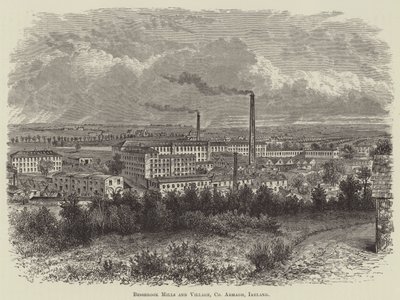 Bessbrook Mills and Village, County Armagh, Irland (gravering) av English School
