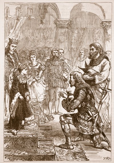 Trolovelse av prinsesse Isabella til Richard, illustrasjon fra Cassells Illustrated History of England (sepiafoto) av English School