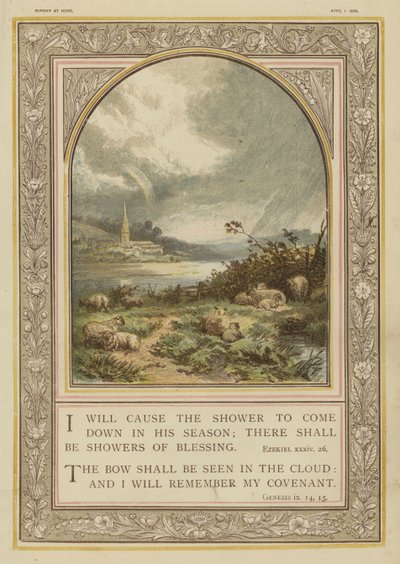 Bibelen, regnbyger og regnbuer, Esekiel, Genesis (chromolitho) av English School