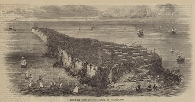 Fugleperspektiv av øya Helgoland (gravering) av English School