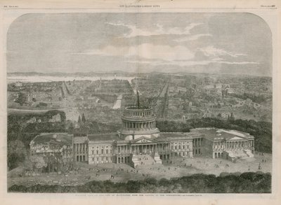 Fugleutsikt over byen Washington, med Capitol i forgrunnen av English School