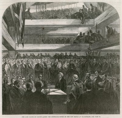 Blackfriars Bridge. Seremoni for nedlegging av grunnsteinen, 20. juli 1865 av English School