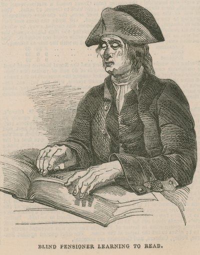 Blind pensjonist lærer å lese (gravering) av English School