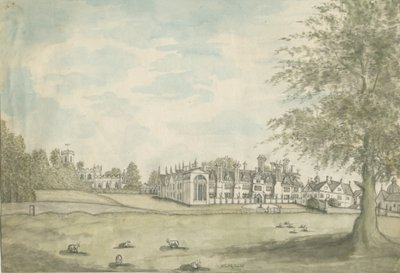 Blithfield Hall: akvarellmaleri, nd [1700-tallet] av English School