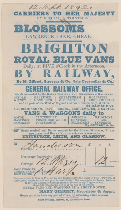 Blossoms Inn, Lawrence Lane, Cheapside, Bill av English School