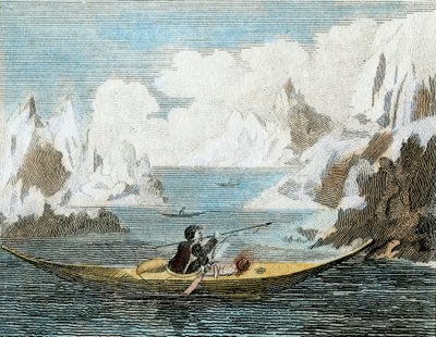 Båt av en grønlandsk mann, ca. 1779 (gravering) av English School