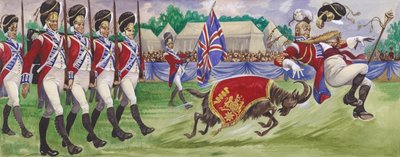 Bobbie, en regimentell maskot, slår trommemajoren av English School