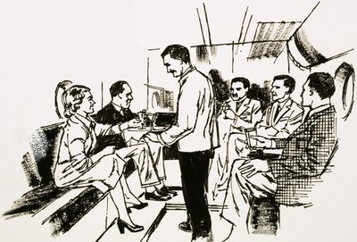 Boeing Stratocruisers cocktailsalong på nedre dekk av English School