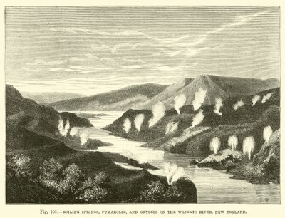 Kochende Quellen, Fumarolen und Geysire am Waikato River, Neuseeland von English School