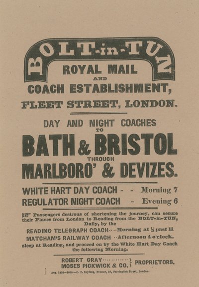 Bolt-in-Tun Royal Mail and Coach Establishment av English School